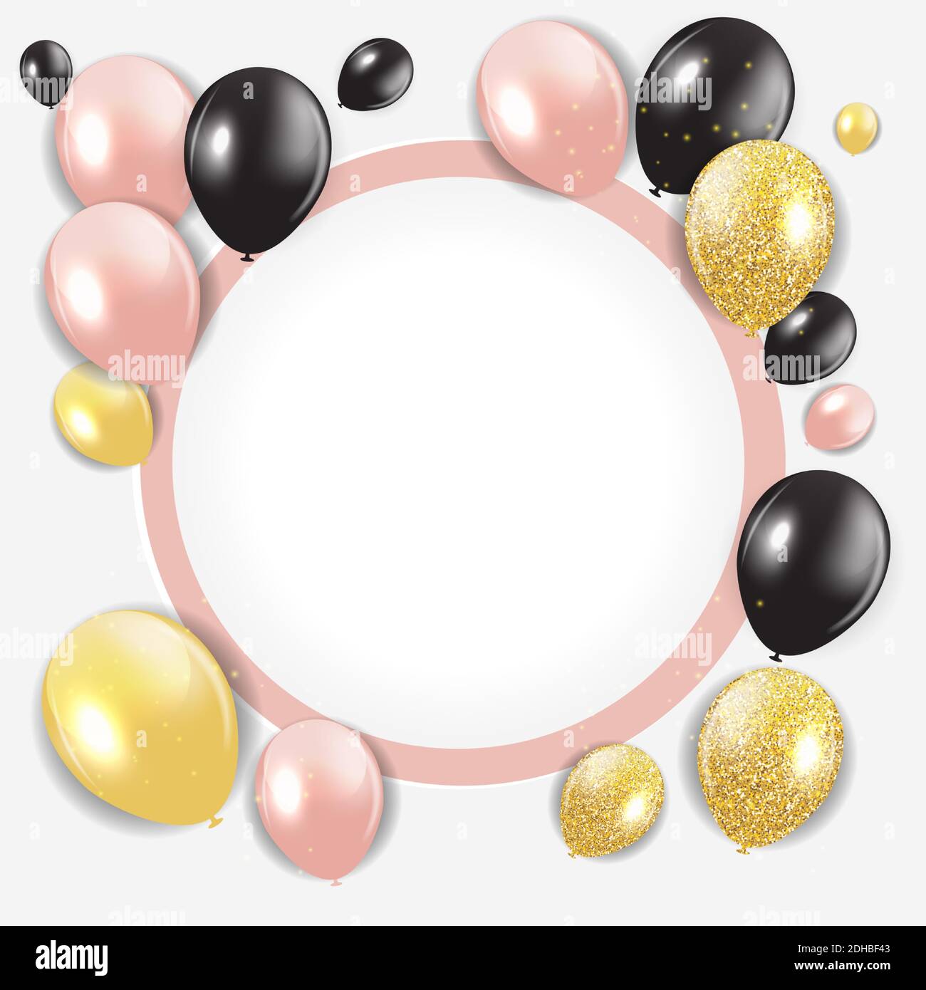 Abstract Happy Birthday Background Card Template with balloons. Vector Illustration. Square