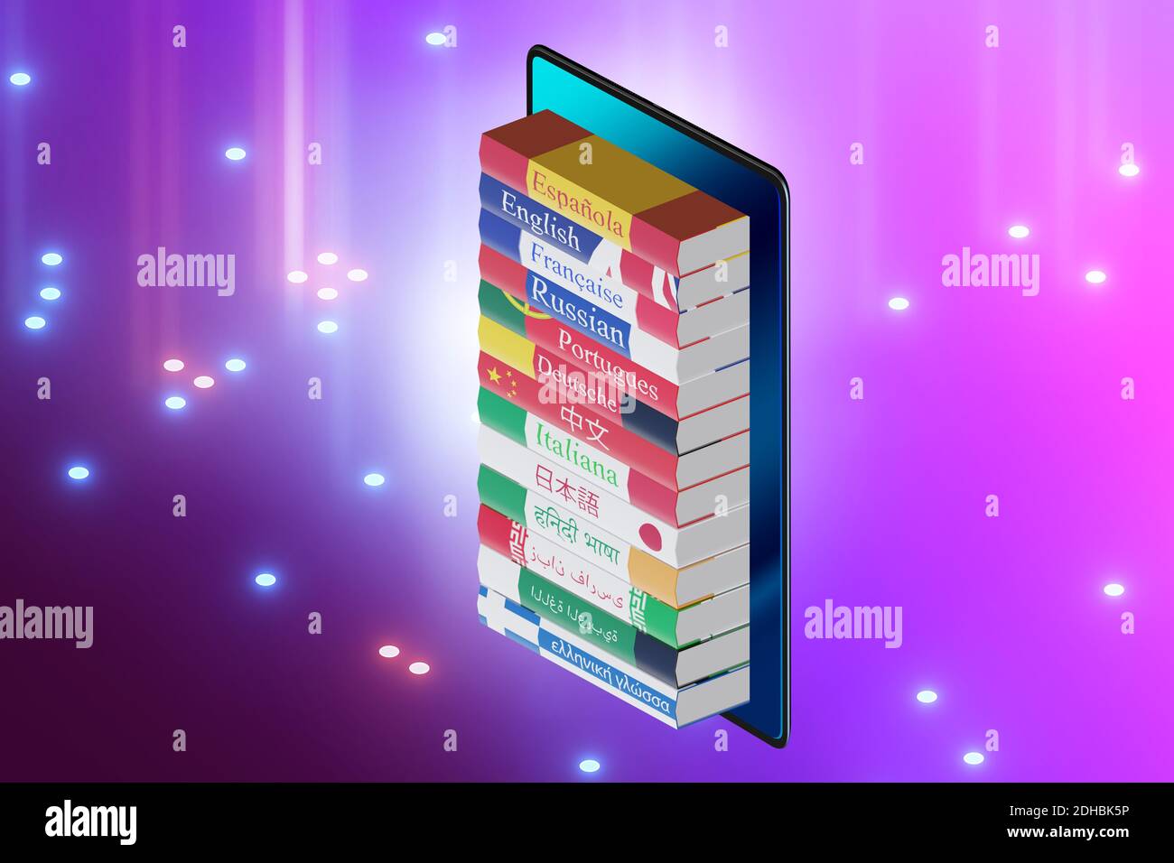 Online language learning - 3d rendering Stock Photo - Alamy