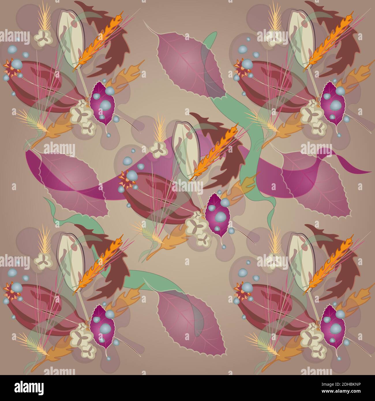 Abstract plant pattern in orange and brown tones Stock Photo - Alamy