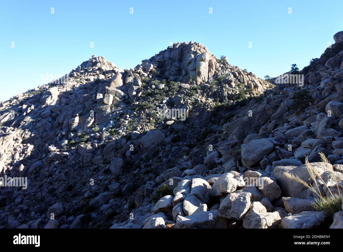 A low angle shot of the rocks and mountains in La umorosa, Baja California, in Mexico Stock Photo
