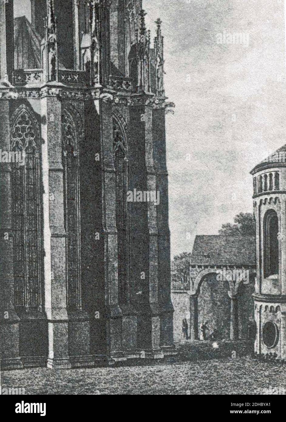 Kölner-Dom-und-Säulengang-zur-Kirche-St-Naria-Ad-Gradus-Domenico-Quaglio-1816. Stock Photo