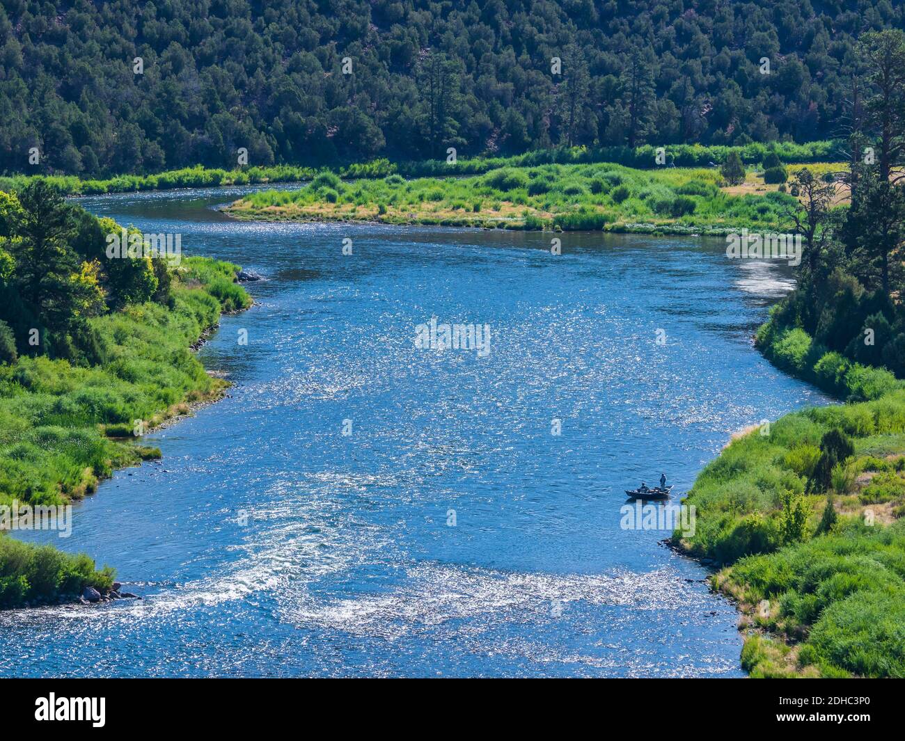 Fly fisherman on the Green River below Flaming Dam, Flaming