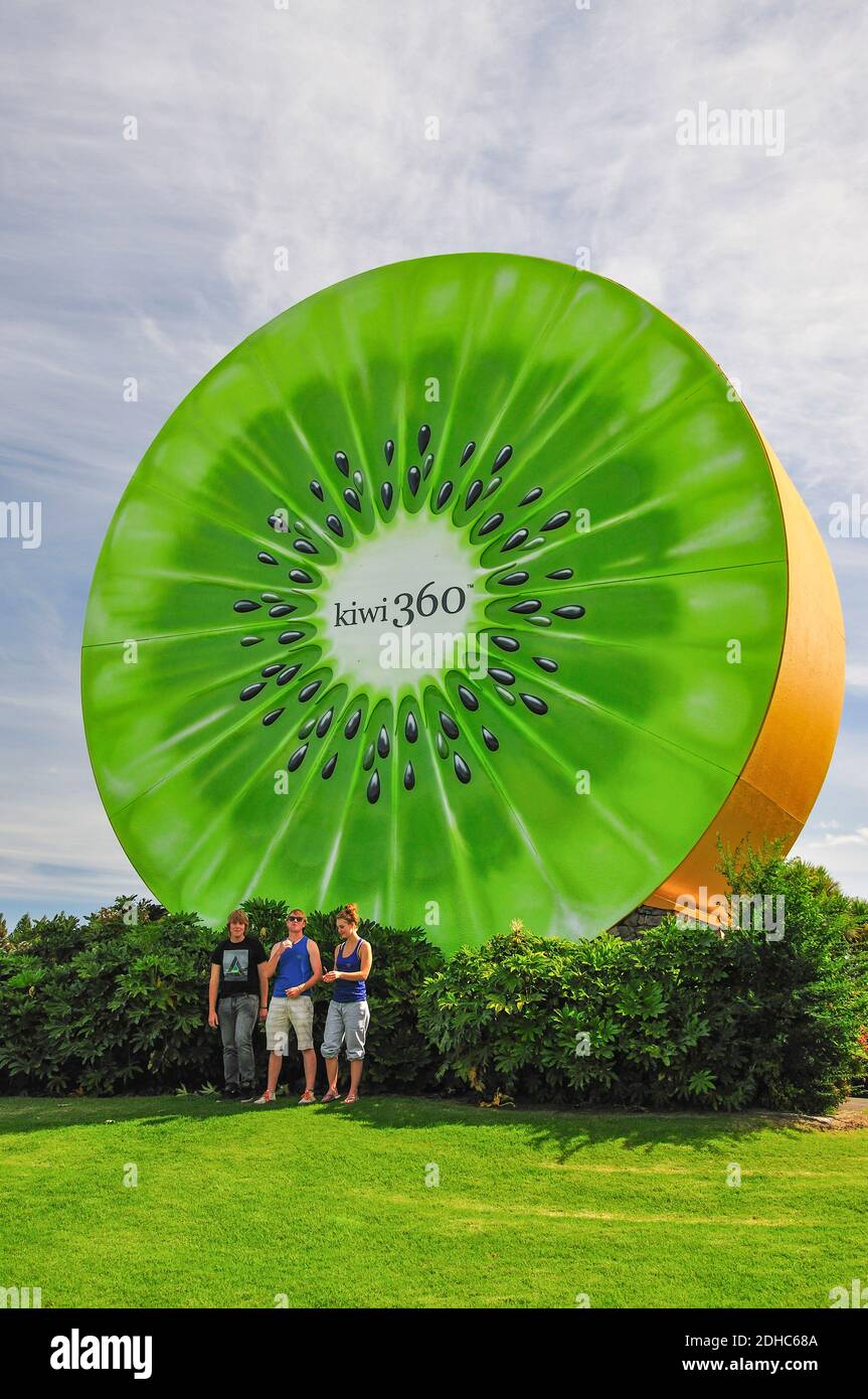 The Kiwi360 giant kiwifruit sign, Te Puke, Bay of Plenty Region, North ...