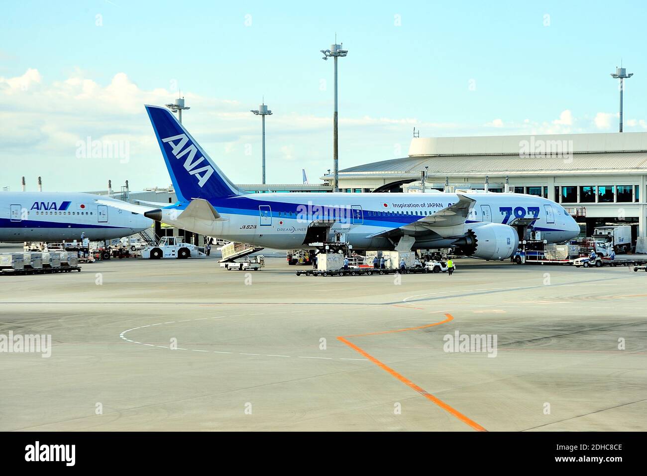 All Nippon Airways, ANA, Boeing, B-787-8, JA821A, At Gate, Naha Airport, Naha, Okinawa, Ryukyu Islands, Japan Stock Photo