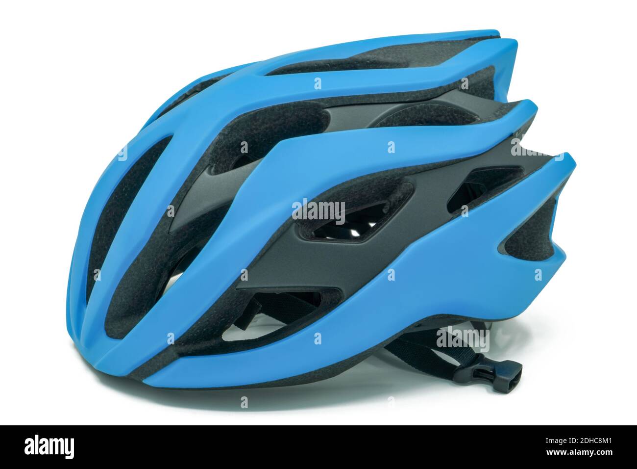 Blue bicycle helmet on a white background Stock Photo