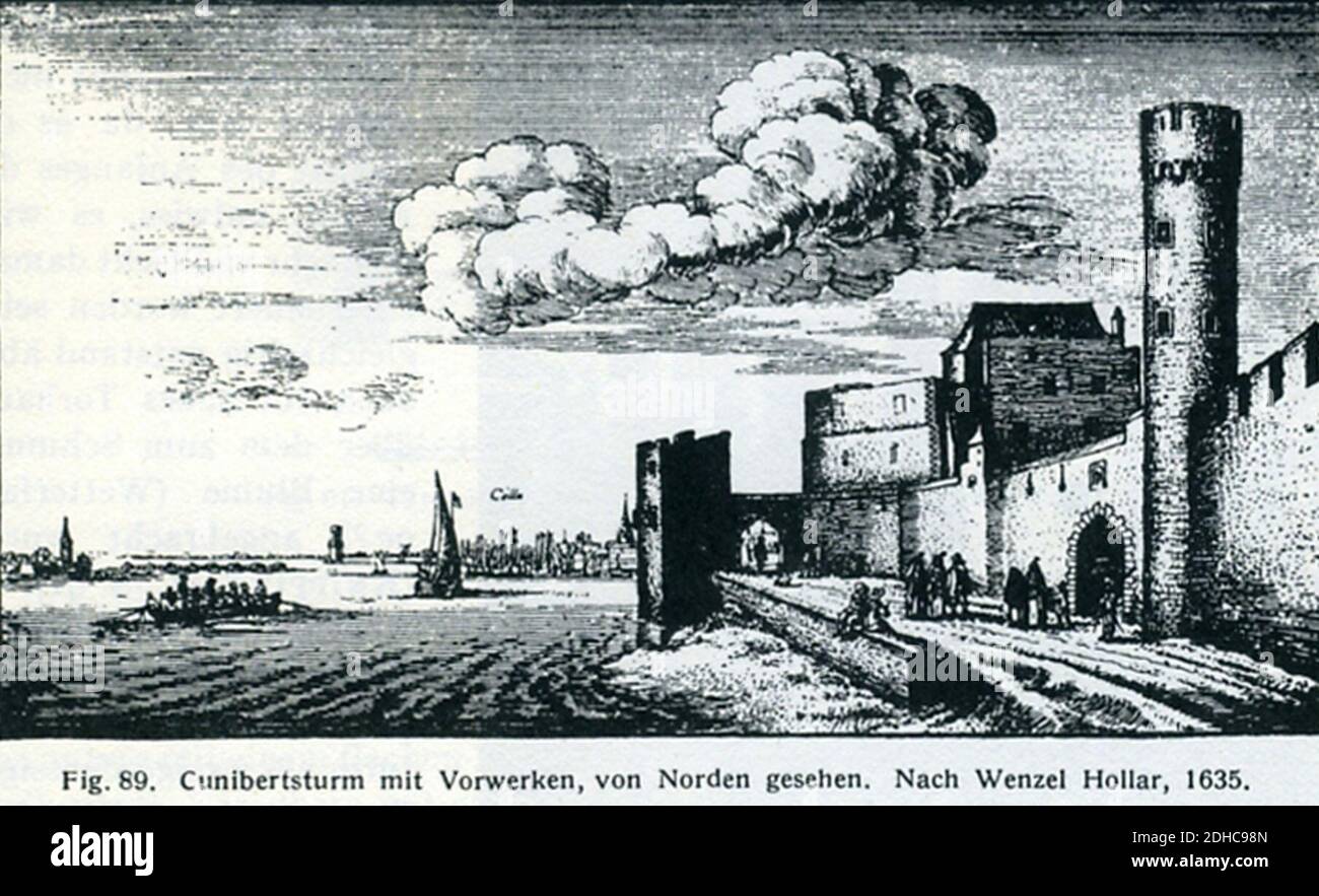 Kunibertstorburg und Vorwerk von Norden. Köln Wenzel Hollar 1635. Stock Photo
