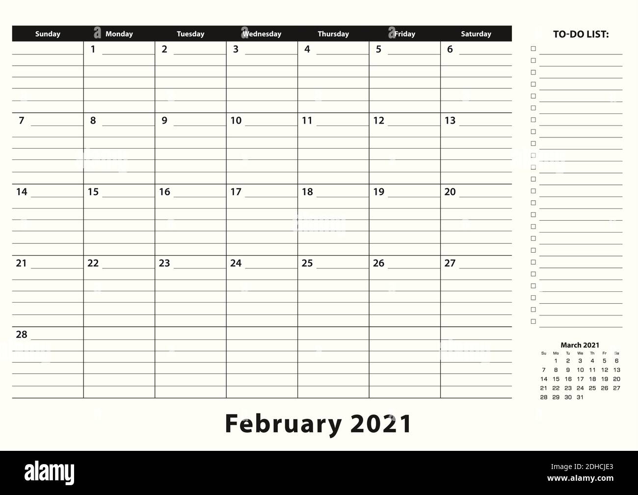 February 2021 Monthly Business Desk Pad Calendar. February 2021  