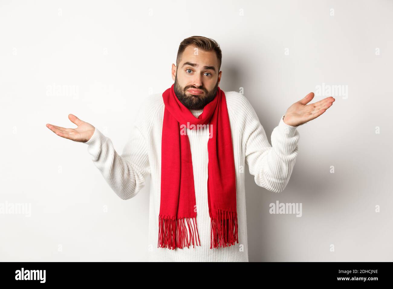 Man looking confused hands up hi-res stock photography and images - Alamy