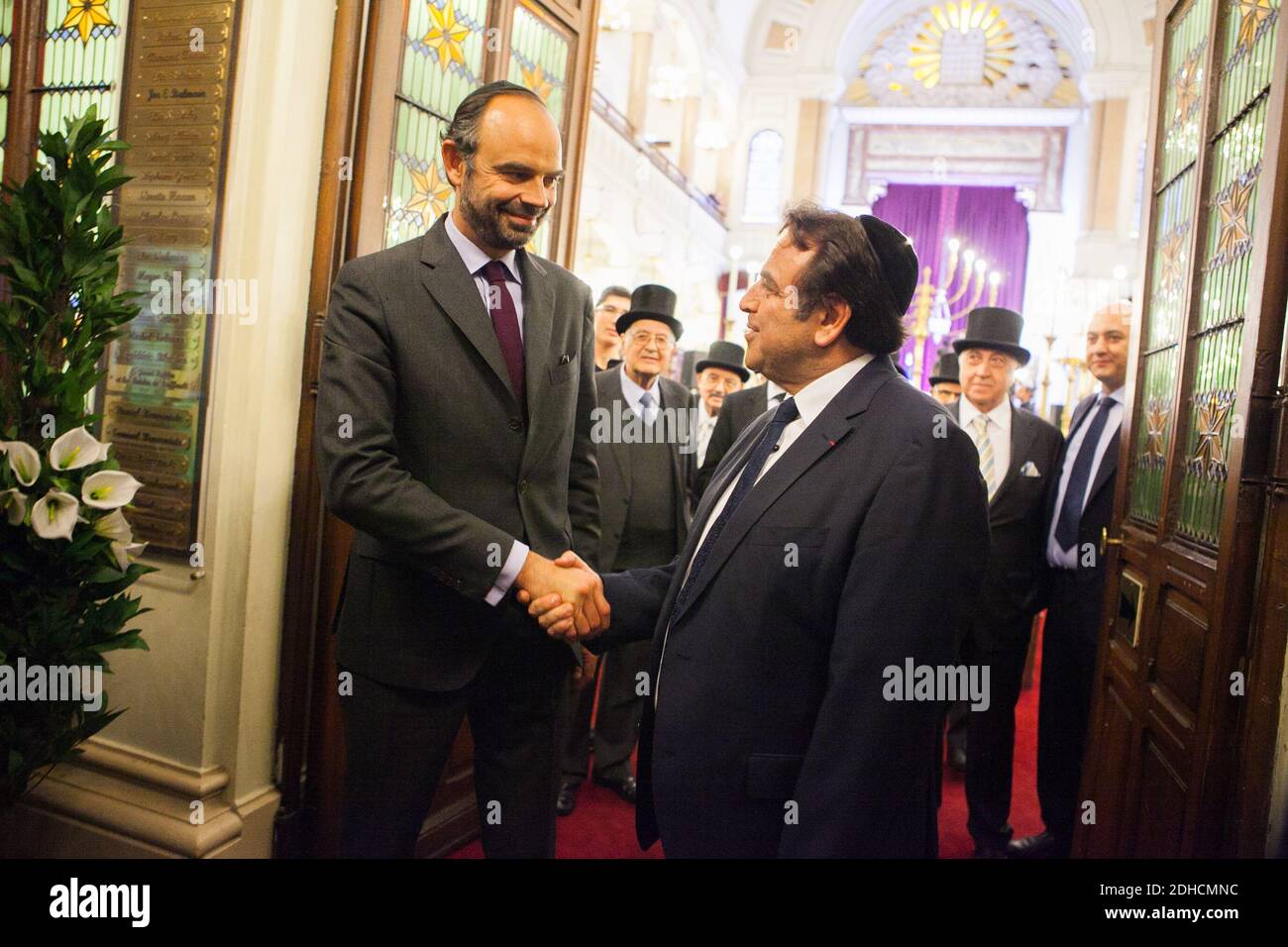 The prime minister of France Edouard Philippe and the director of the ...