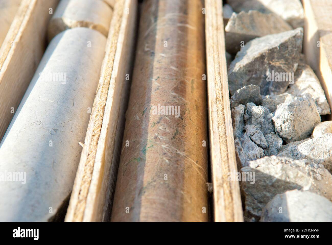 mining core samples from test drilling rigs Stock Photo Alamy