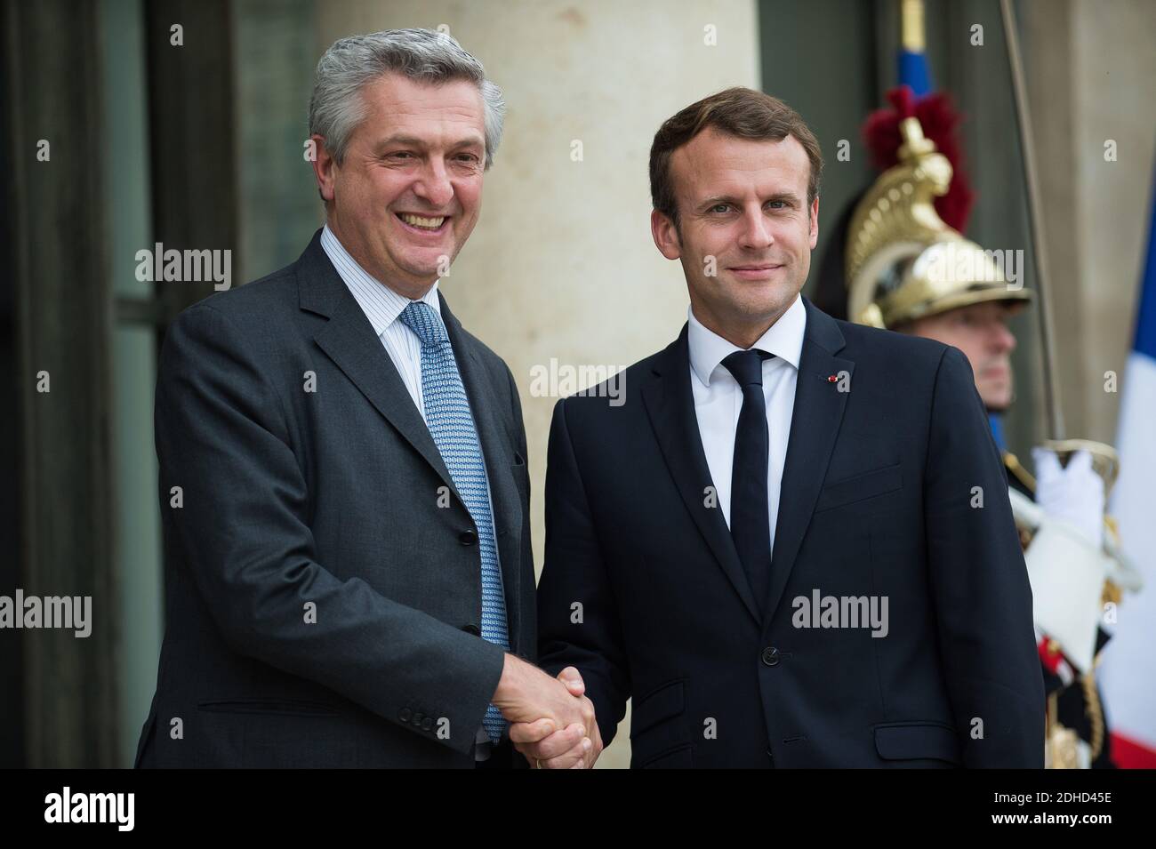 French President Emmanuel Macron With The UN High Commissioner For french-president-emmanuel-macron-with-the-un-high-commissioner-for