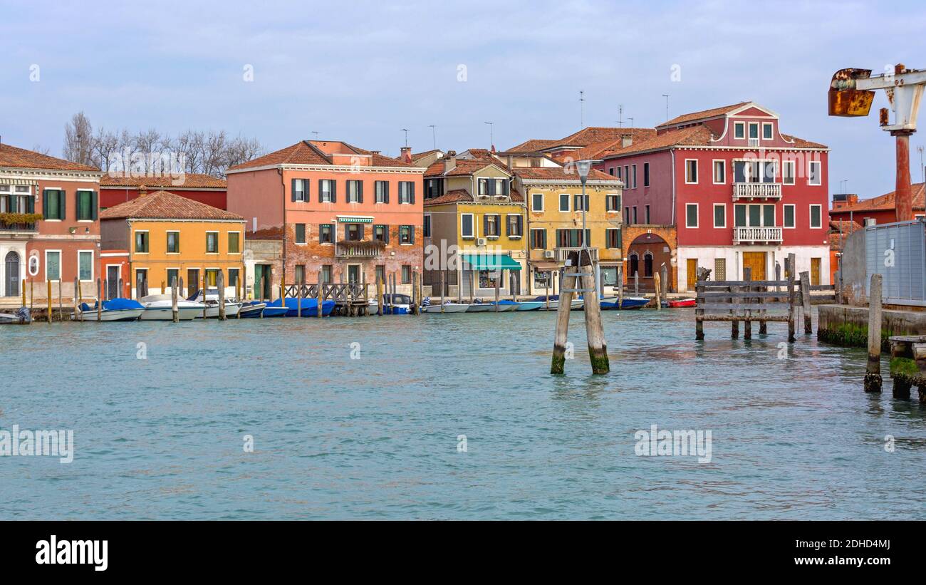 Colourful Houses at Canal in Murano Island Venice Italy Stock Photo - Alamy