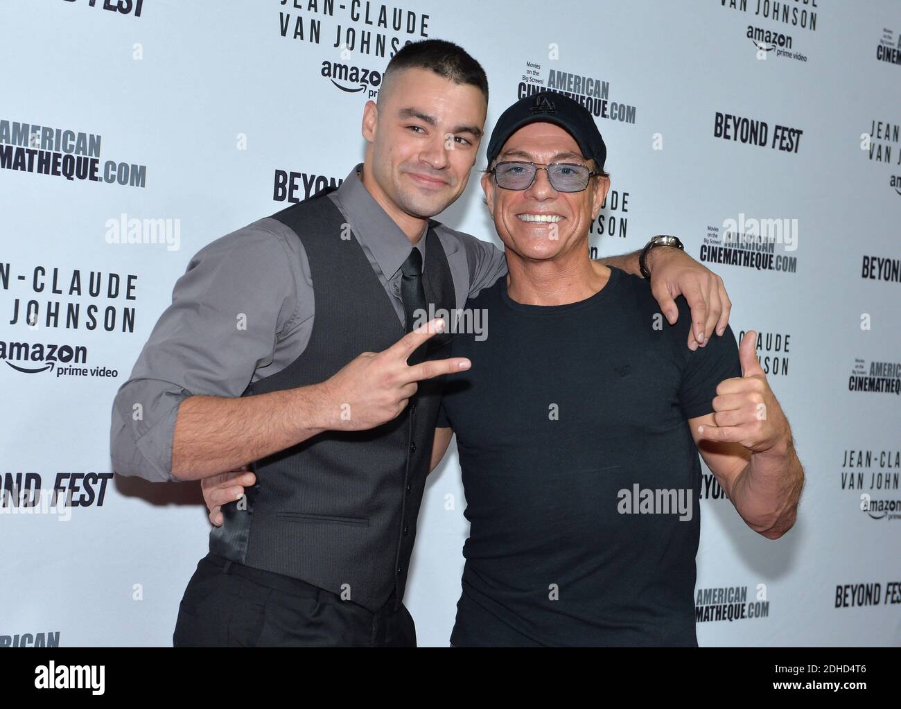 Kristopher Van Varenberg ( his son ) and Jean-Claude Van Damme attend the  Beyond Fest screening and Cast/Creator panel of Amazon Prime Video's  exclusive series 'Jean-Claude Van Johnson' at the Egyptian Theatre
