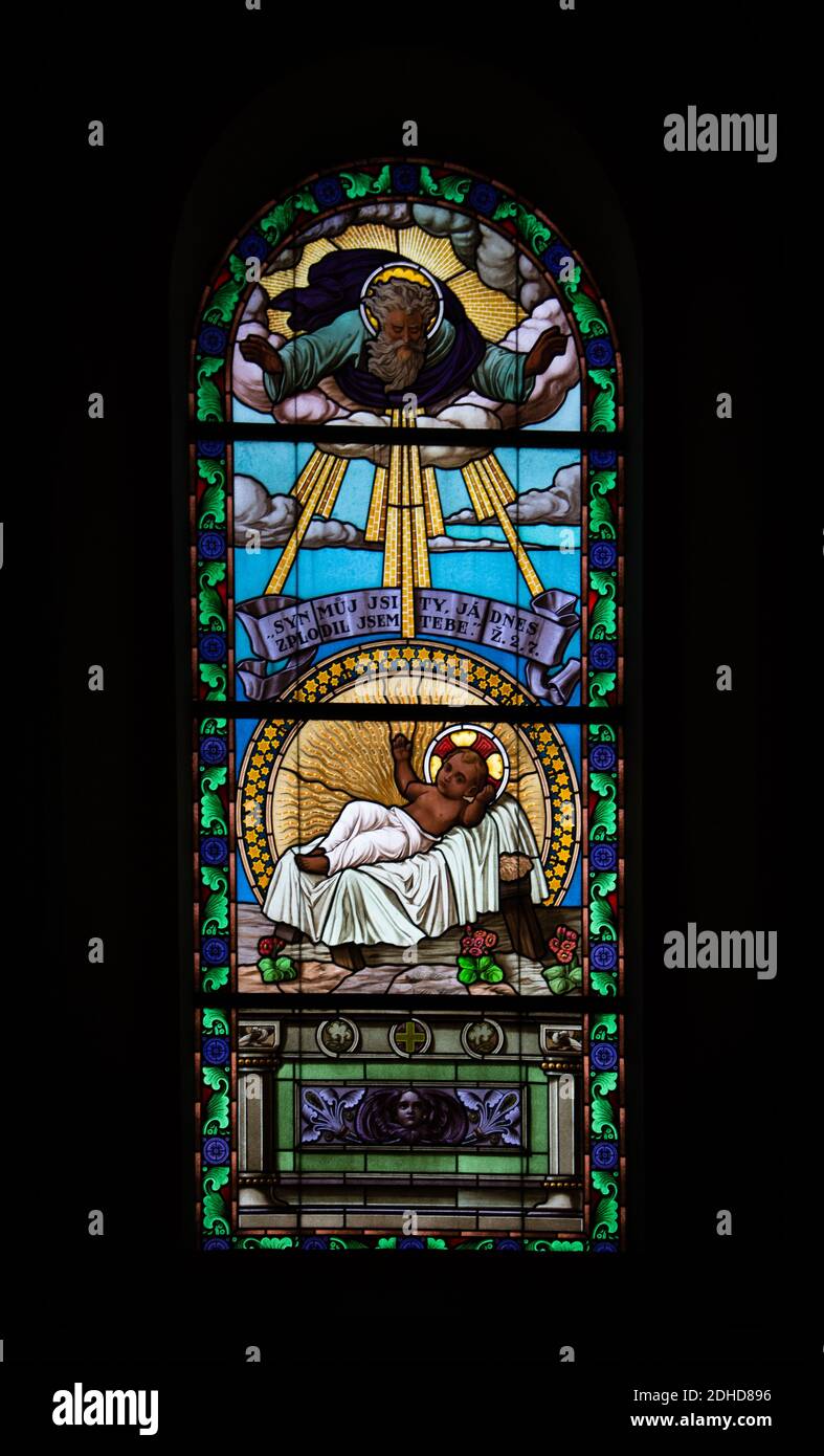 Lights come through the stained glass window Stock Photo Alamy