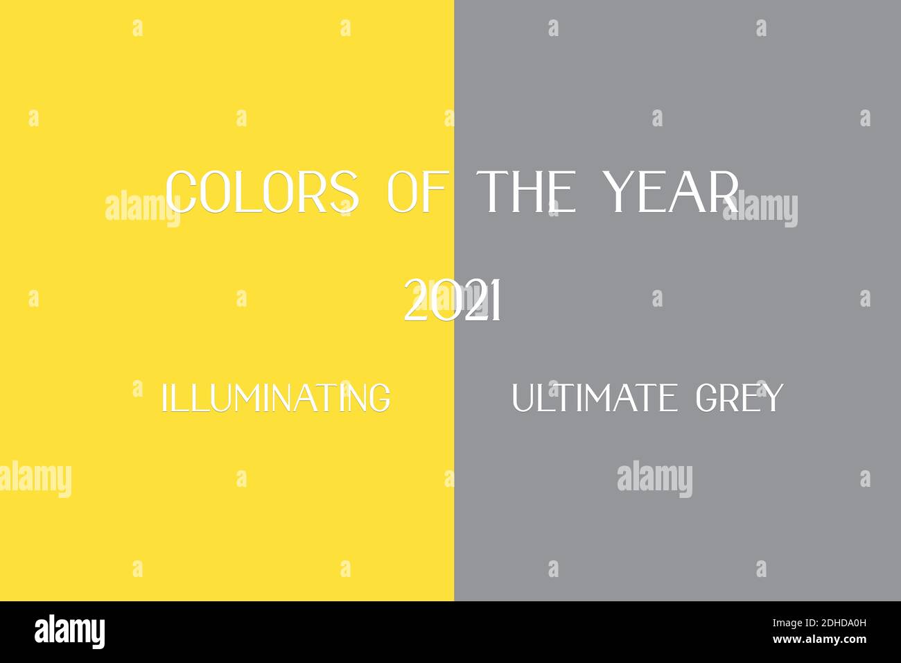 Concept of color of the year 2021. Trendy yellow and grey. Stock Photo