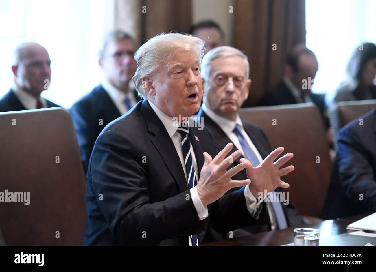 U.S. President Donald Trump speaks during a Cabinet Meeting in the ...