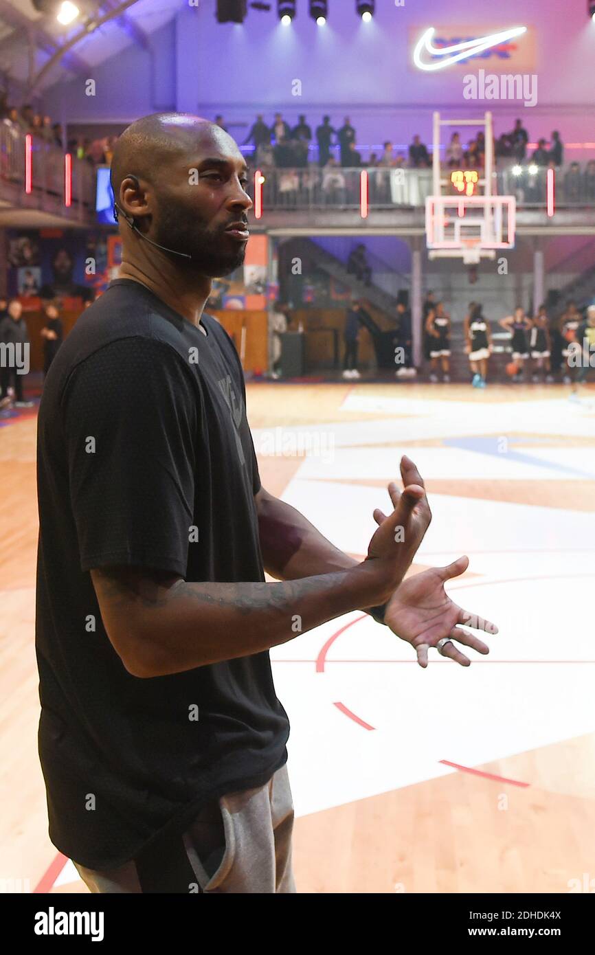 Former NBA star Kobe Bryant supervises a training session for INSEP  residents and a selection of the best players from the Paris region on  October 21, 2017 in Paris, France. The promotional