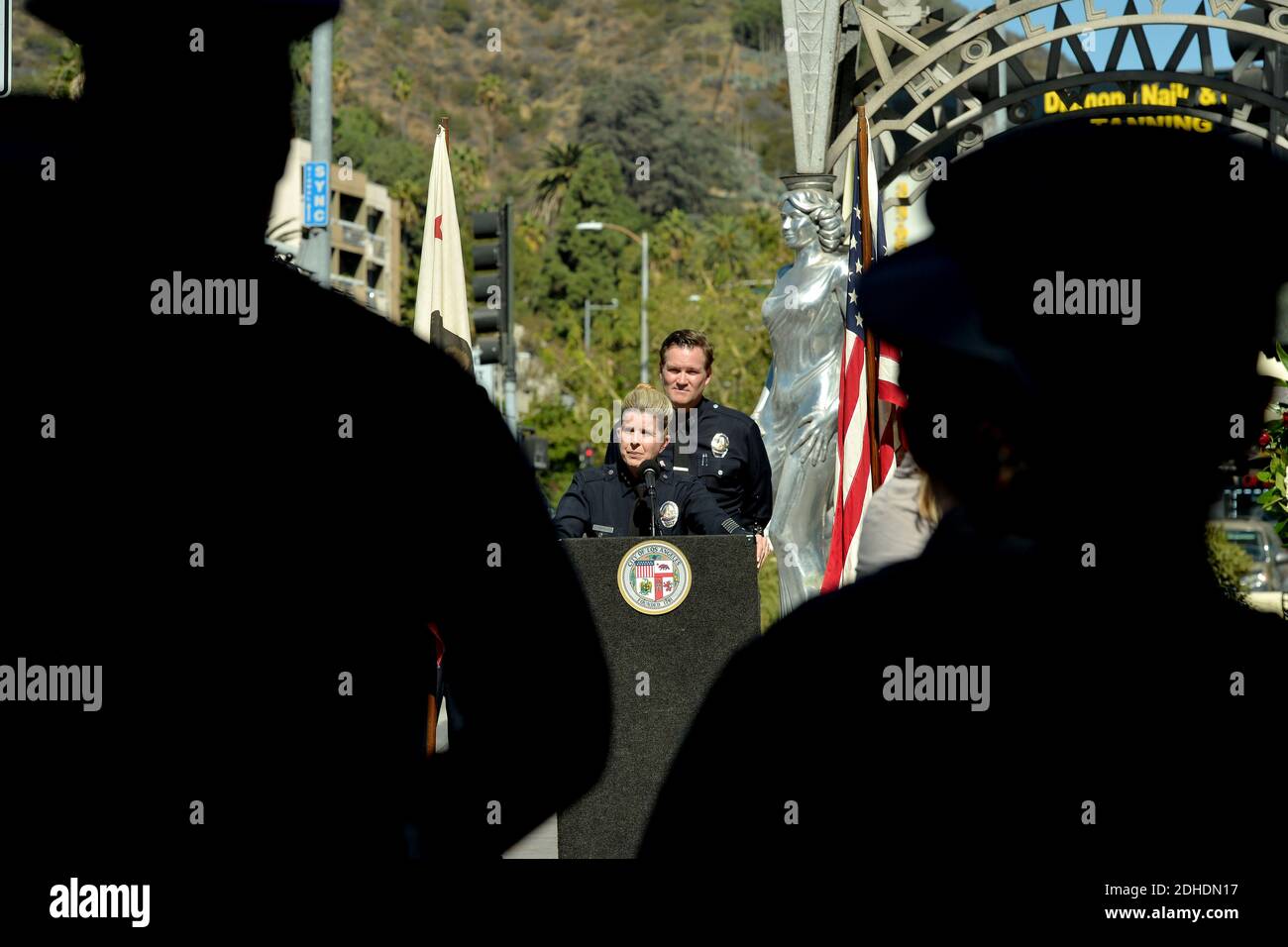 LAPD assistant Chief Beatrice Girmala attends the unveiling ceremony of the LAPD Hollywood star honring the Los Angeles Police Department Hollywood Division fallen police officers. The fallen officers are: Policeman Clyde Pritchett (1936), Policeman Clay N. Hunt (1955), Policeman Ian J. Campbell (1963), Police Officer Robert J. Cote (1969), Detective Russell L. Kuster (1990), Police Officer Joe Rios (1993), Police Officer Charles D. Heim (1994) and Police Officer Nicholas Lee (2014). October 23, 2017 in Los Angeles, California. Photo by Lionel Hahn/AbacaPress.com Stock Photo