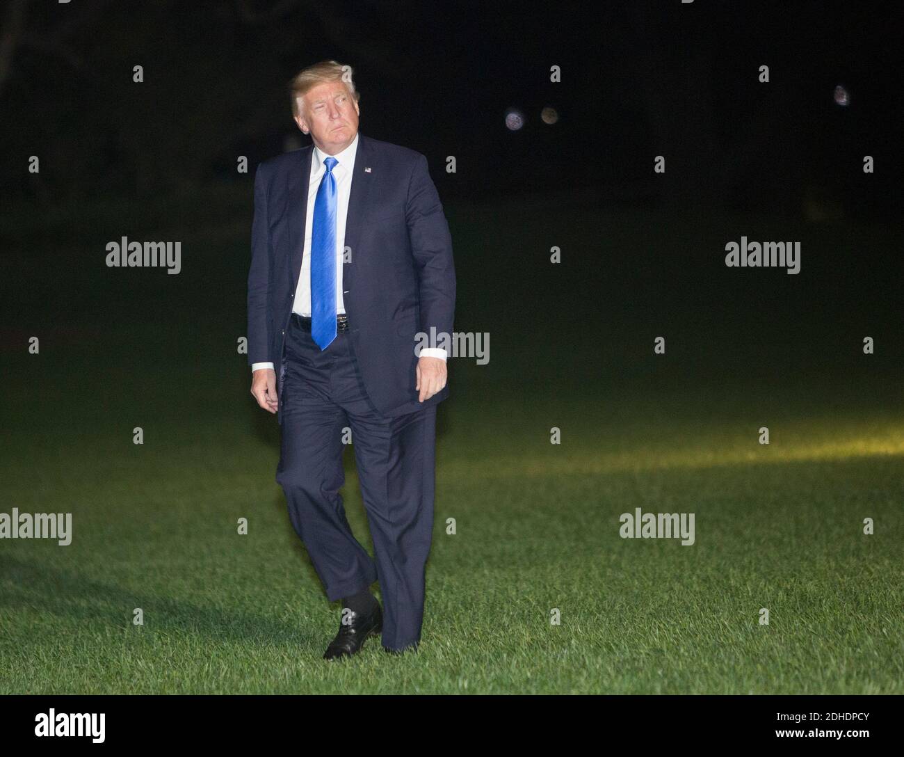 U.S. President Donald J. Trump returns to the White House in Washington ...