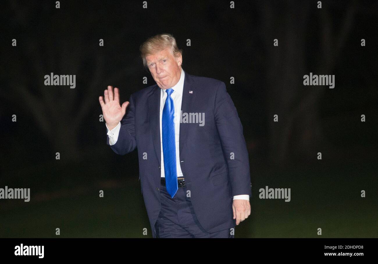 U.S. President Donald J. Trump returns to the White House in Washington ...