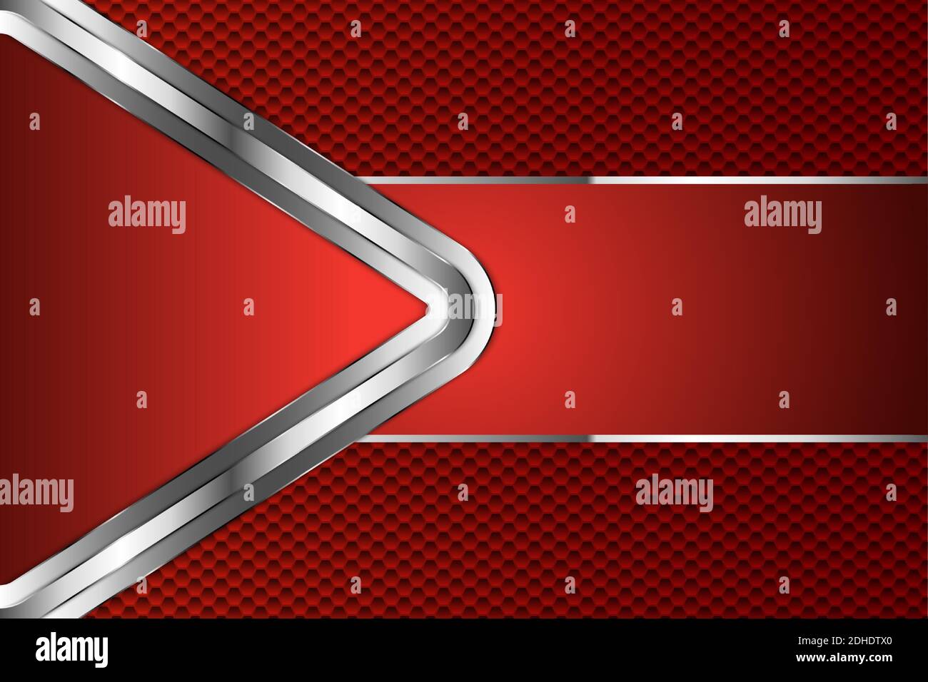 Red metal technology background with hexagon pattern.Vector illustration.Eps10 Stock Vector