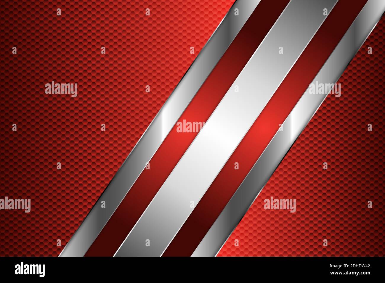 Red metal technology background with hexagon pattern.Vector illustration.Eps10 Stock Vector