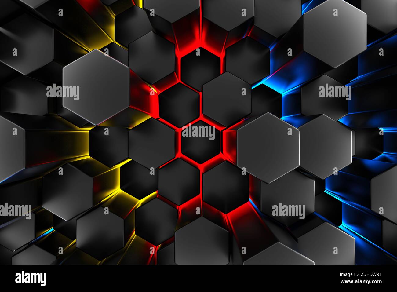 Black wall of honeycombs. Chaotic Cubes Wall Background. Panorama with high  resolution wallpaper. 3d Render Illustration Stock Photo - Alamy