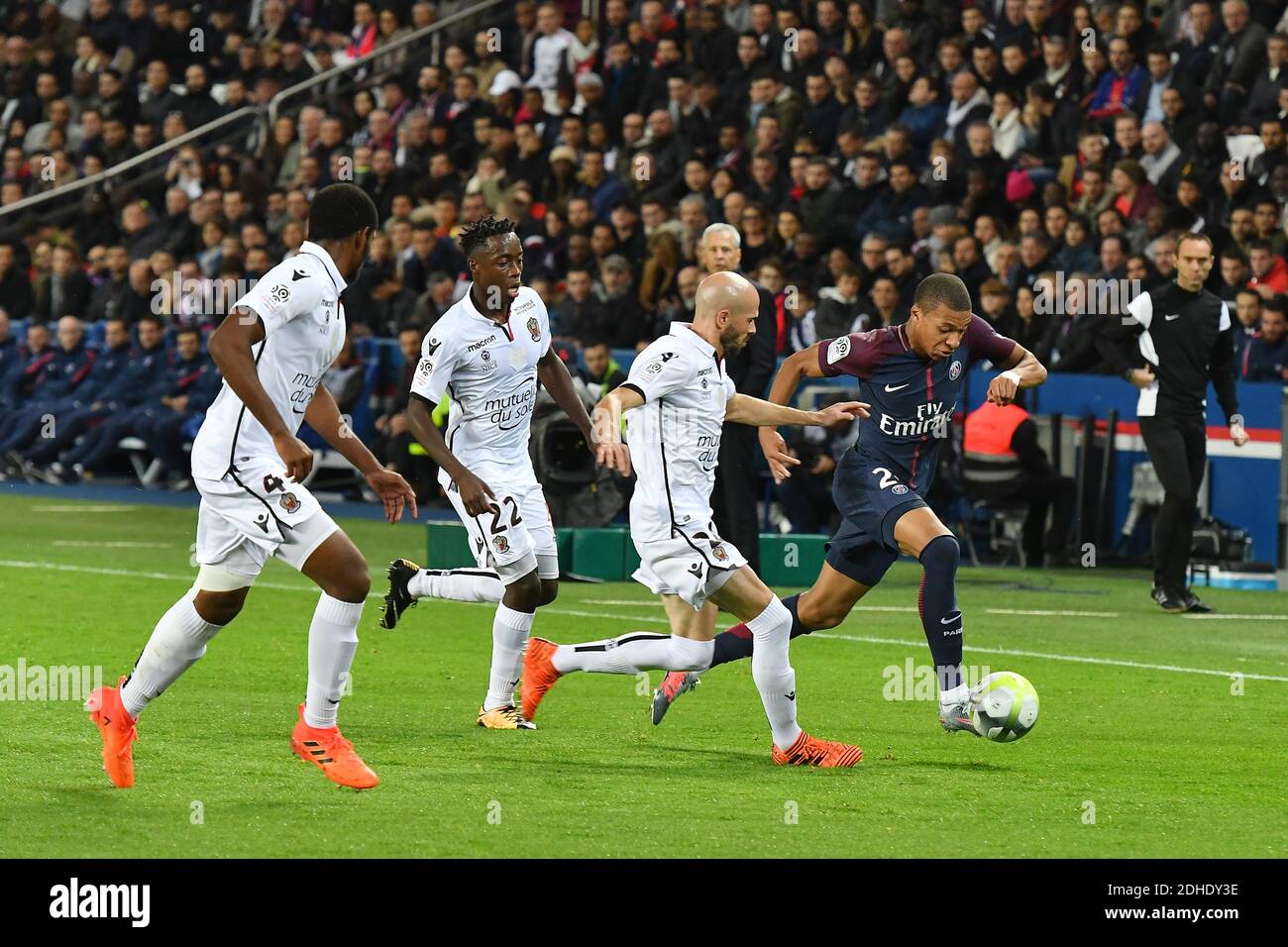 Kylian Mbappe of Paris Saint-Germain in action during the Ligue 1 match ...