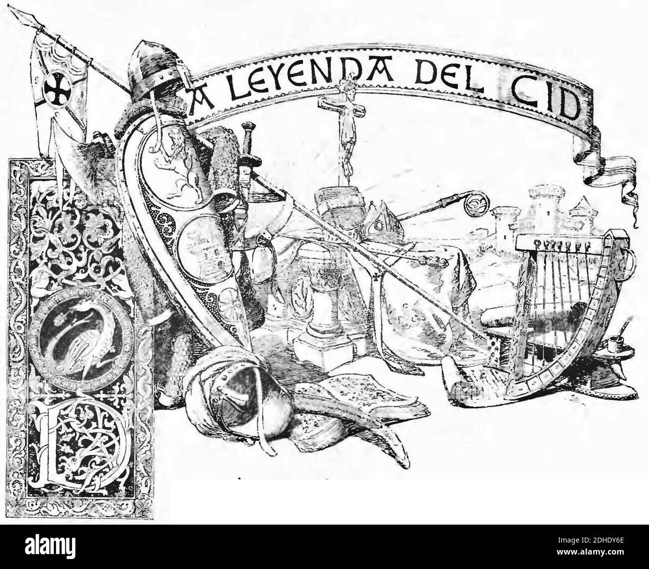 La leyenda del Cid (page 27 crop). Stock Photo