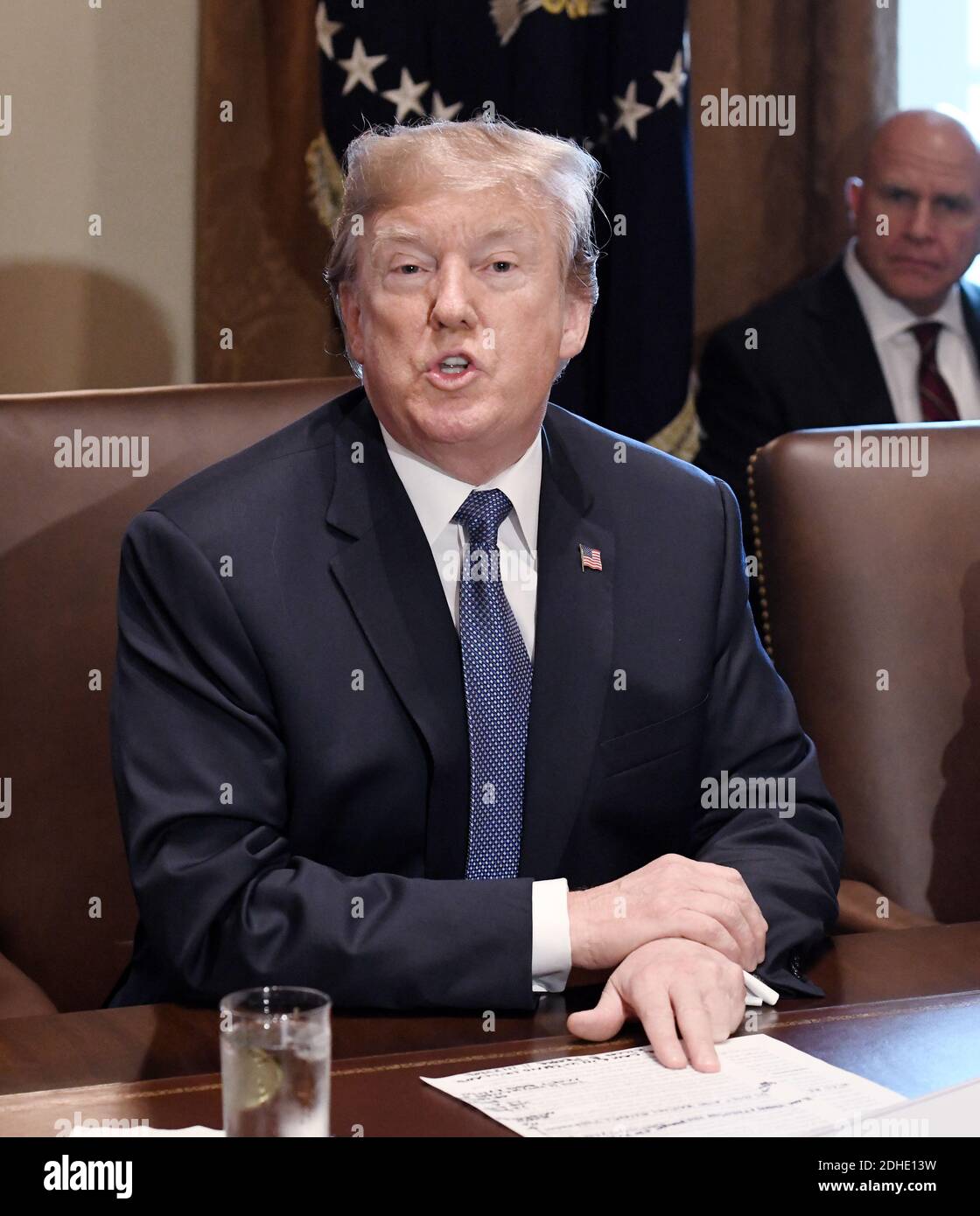 U.S. President Donald Trump speaks during a Cabinet Meeting in the ...