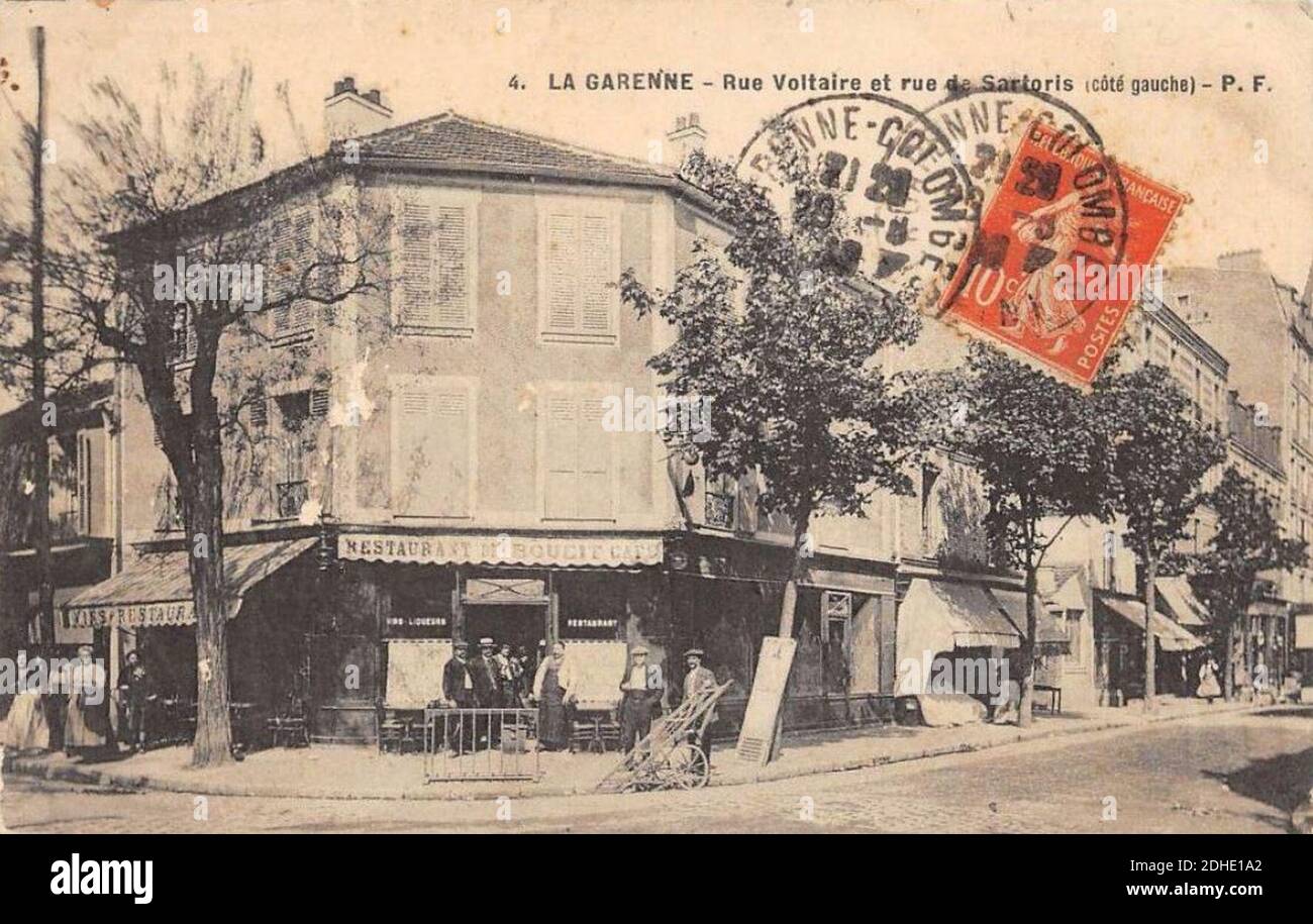 La Garenne-Colombes.Rue Voltaire.Rue Sartoris. Stock Photo