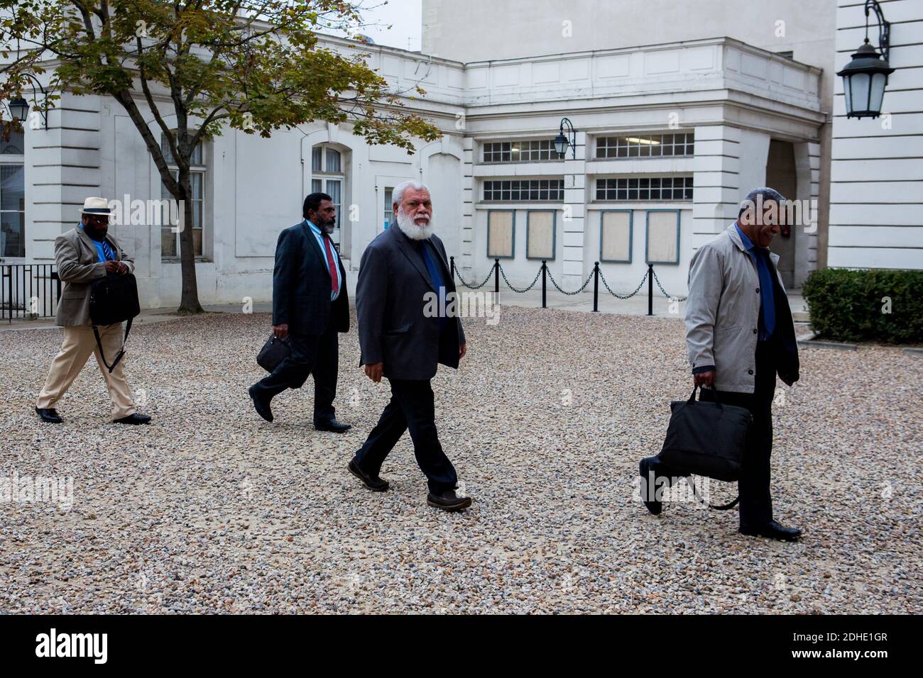 Paul Néaoutyine from the Comity of the Noumea Accord arrives at The