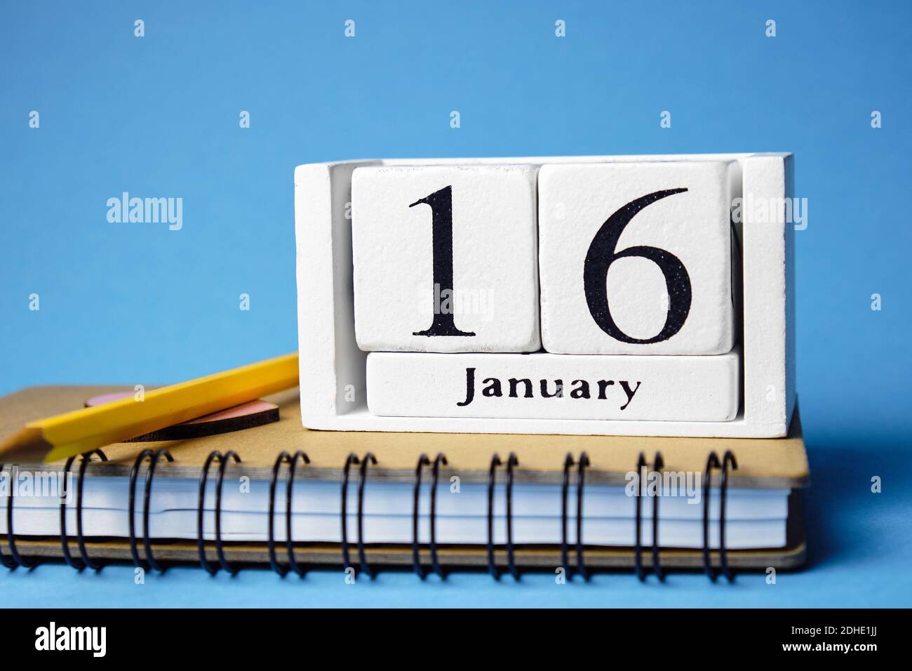 sixteenth day of winter month calendar january. Stock Photo