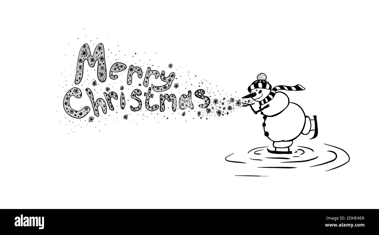 The snowman is skating. Vector illustration Stock Vector Image & Art ...