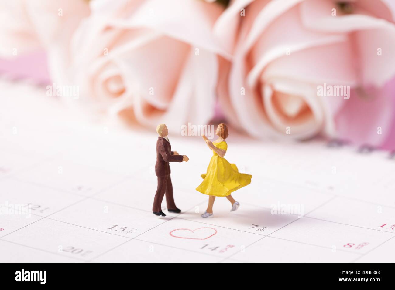 A creative shot of Valentine's day romantic doll dancing couple on ...