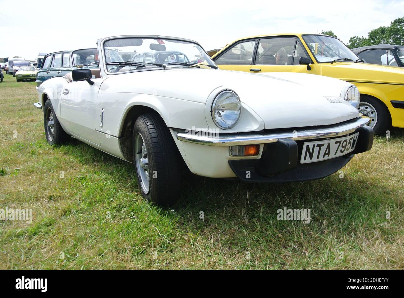 A 1981 Triumph Spitfire classic car parked up on display at the Torbay Steam Fair, Churston, Devon, England, UK. Stock Photo