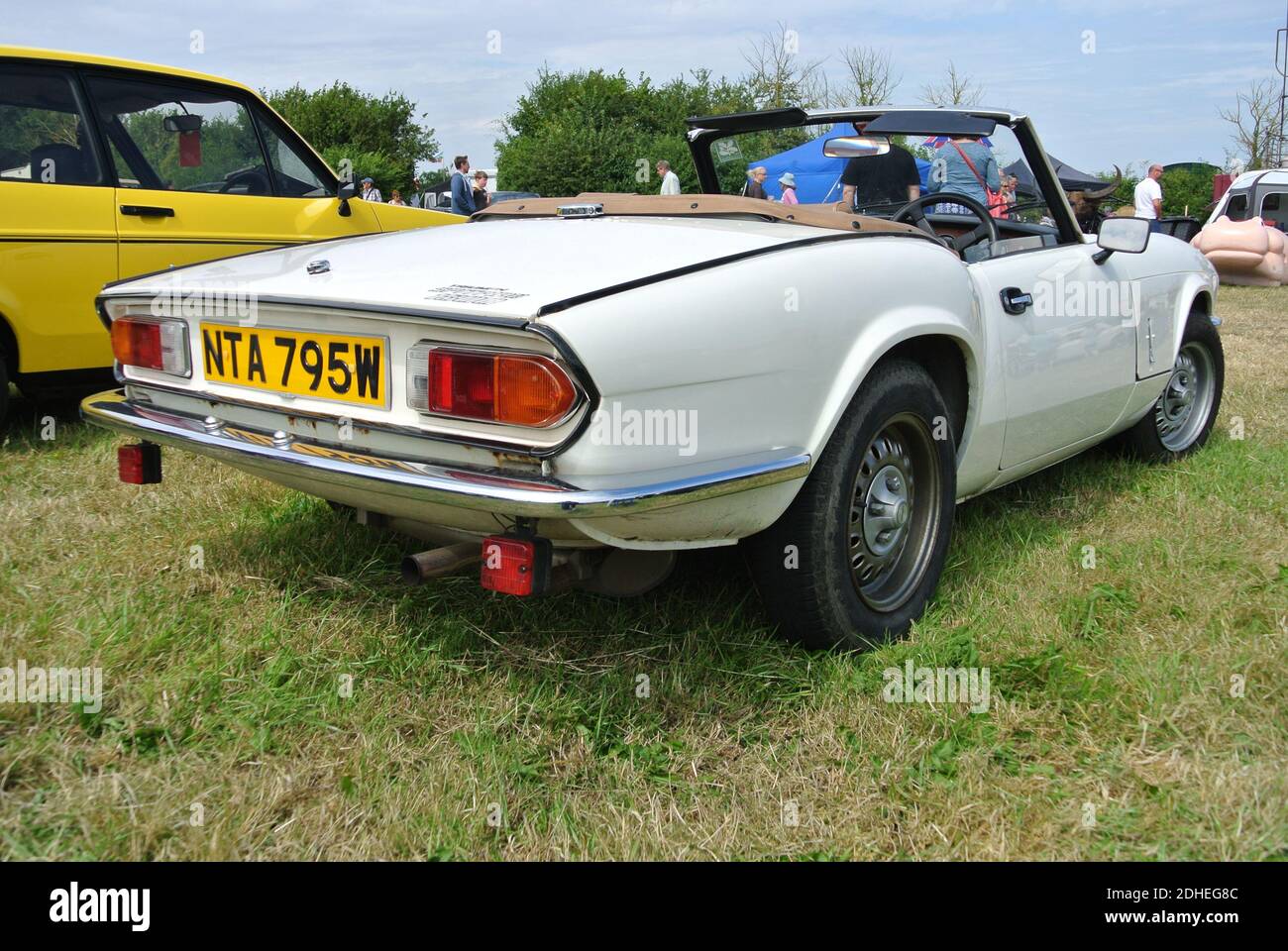A 1981 Triumph Spitfire classic car parked up on display at the Torbay Steam Fair, Churston, Devon, England, UK. Stock Photo