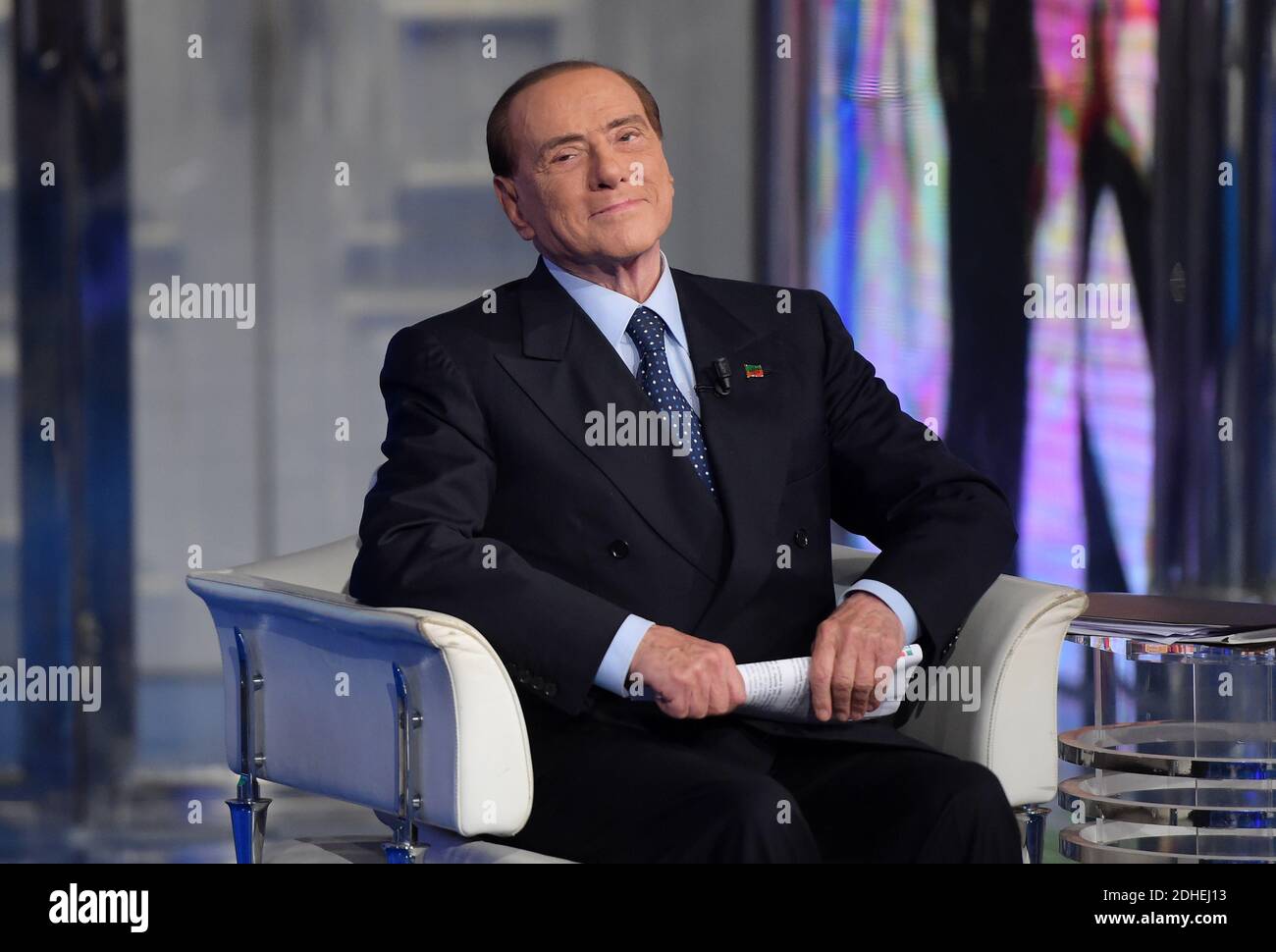 Former Italian Prime Minister Silvio Berlusconi attends the political TV  show Porta A Porta at RAI's broadcast studios in Rome, Italy on November  16, 2017. At age 81, Berlusconi hopes to make