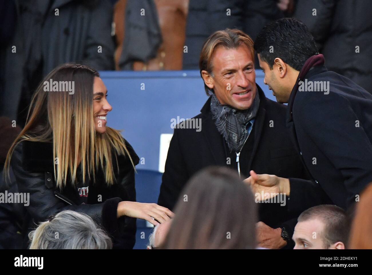 Herve Renard and his daughter Candide Renard during the Ligue 1 match  between Paris Saint Germain and Nantes at Parc des Princes on November 18,  2017 in Paris, France. Photo by Christian