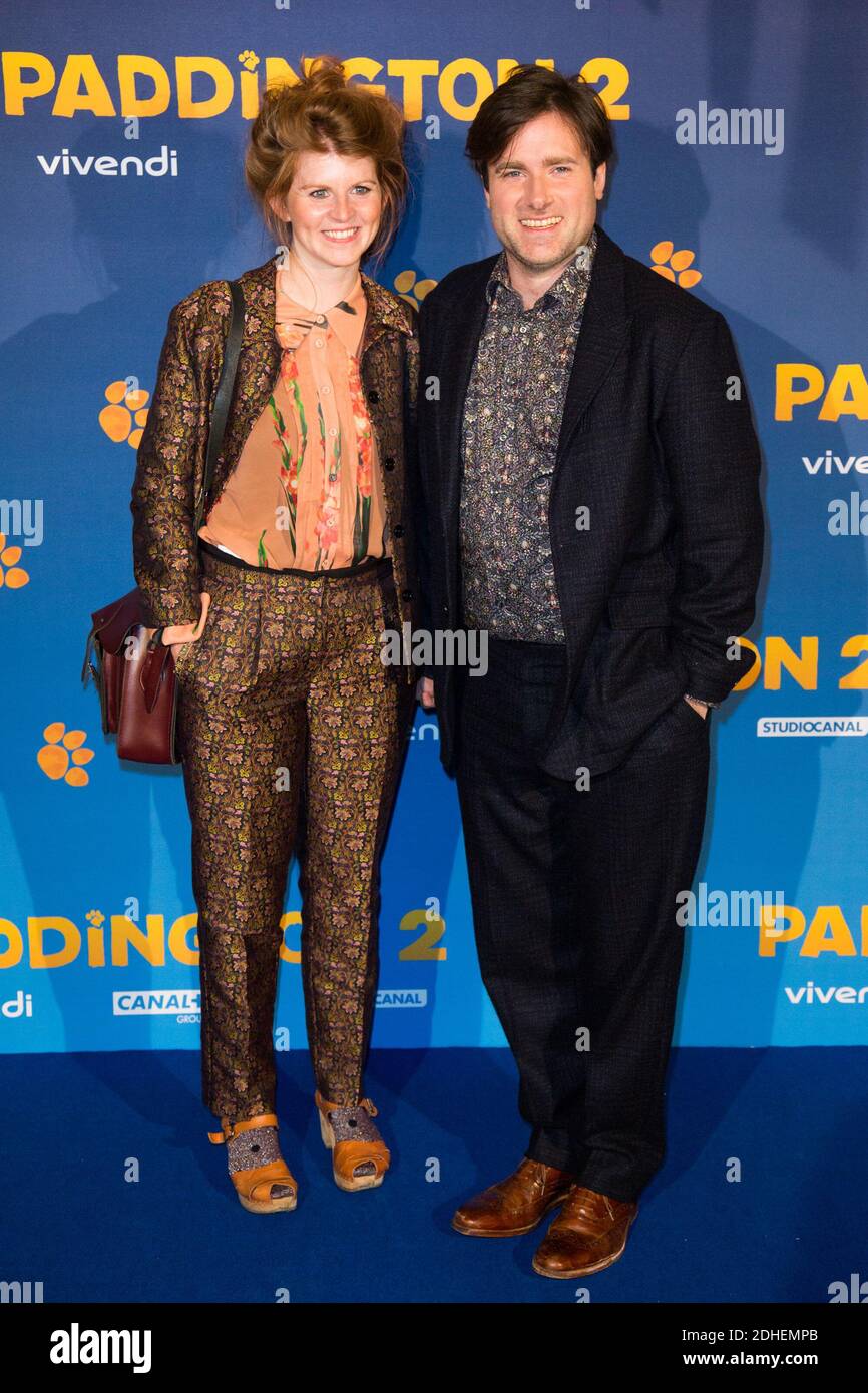 Paul King and his wife Eloise Moody arriving at 'Paddington 2' Paris