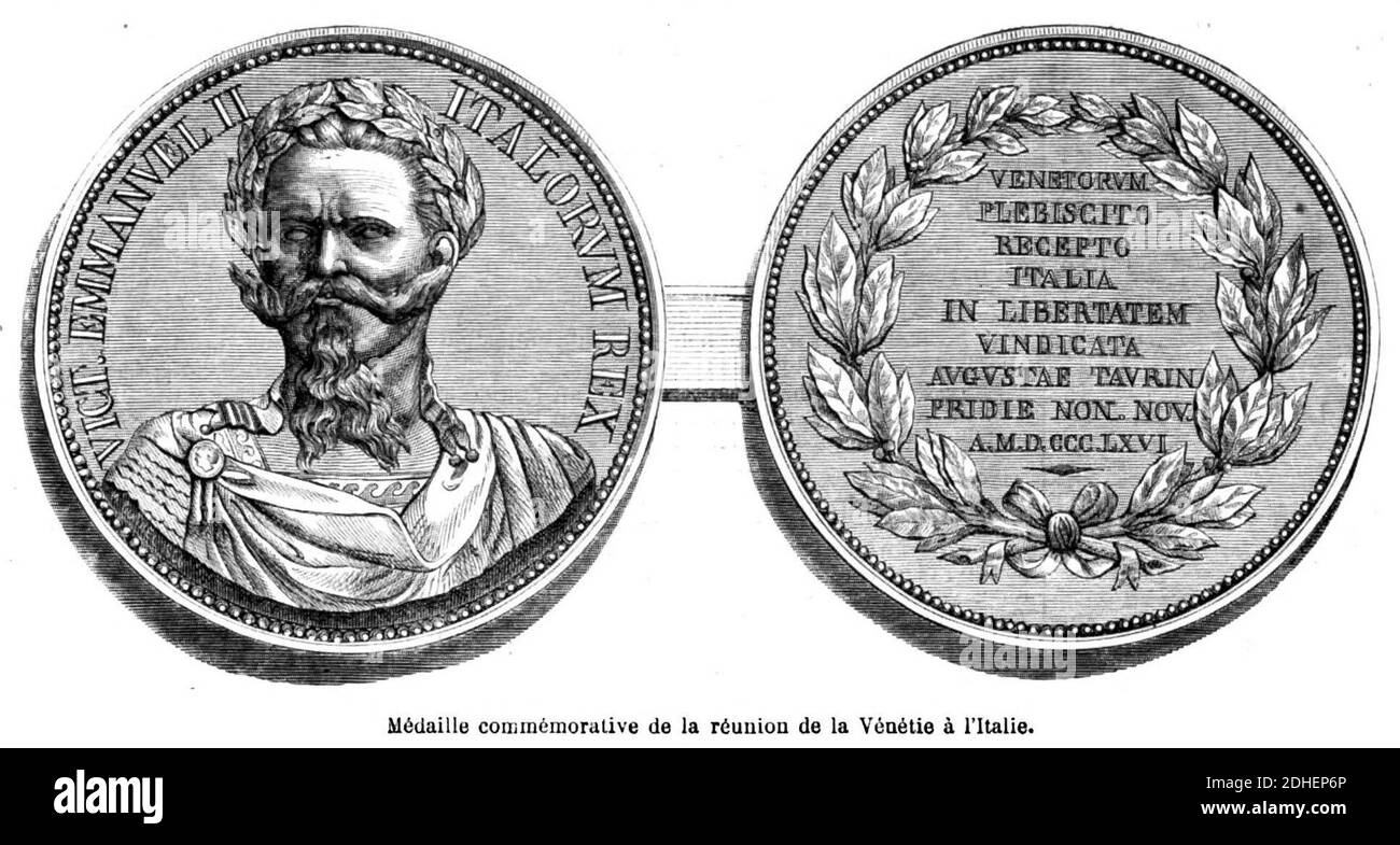 L'Illustration 1866 - Medaglia commemorativa plebiscito. Stock Photo