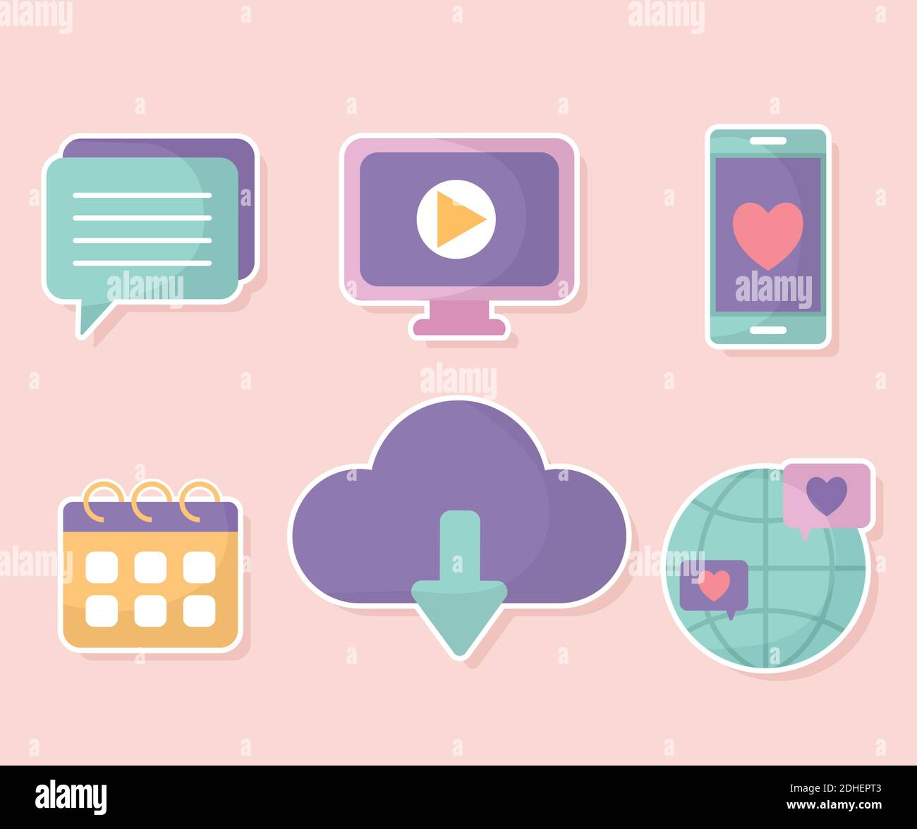 bundle of social media icons on a pink background Stock Vector Image ...