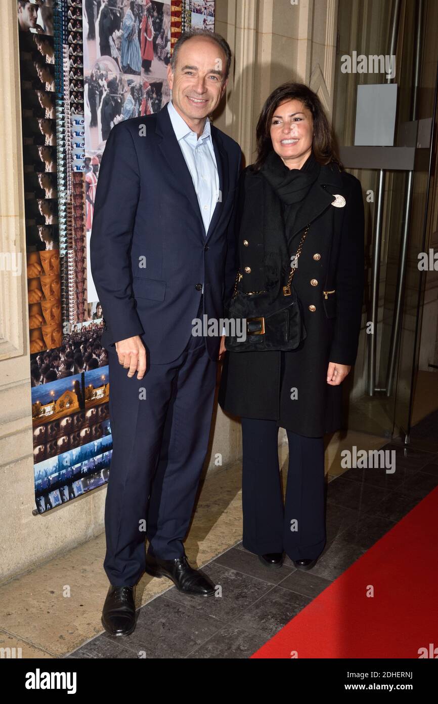 Jean-Francois Cope et sa femme Nadia D'Alincourt assistent a la soirée en  hommage a Jean-Claude Brialy au Centre National du Cinema et de l'Image  Animee (CNC) a Paris, France, le 20 novembre