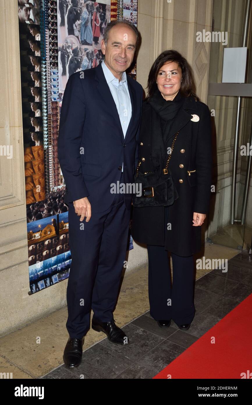 Jean-Francois Cope et sa femme Nadia D'Alincourt assistent a la soirée en  hommage a Jean-Claude Brialy au Centre National du Cinema et de l'Image  Animee (CNC) a Paris, France, le 20 novembre