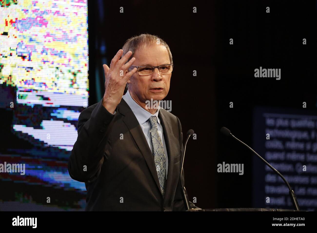 Economy Nobel Prize winner Jean Tirole delivering a speech during the