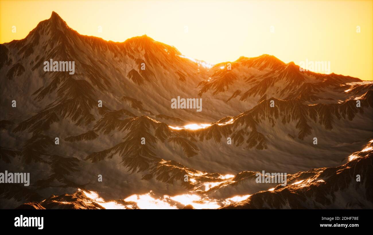 Aerial view of the Alps mountains in snow Stock Photo - Alamy