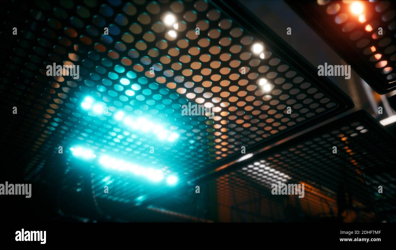 Under the wire floor in spaceship Stock Photo