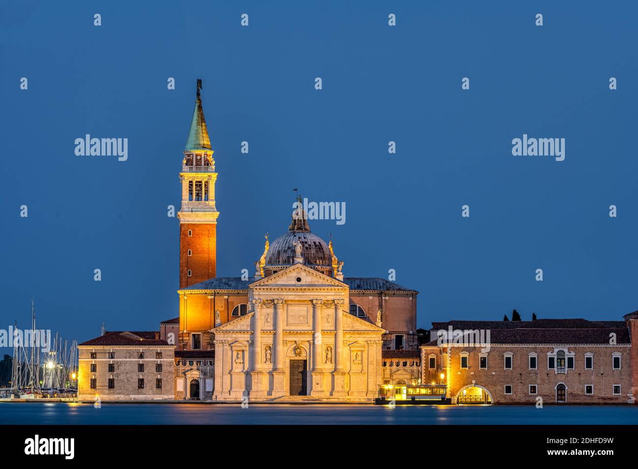 The San Giorgio Maggiore church in Venice at night Stock Photo