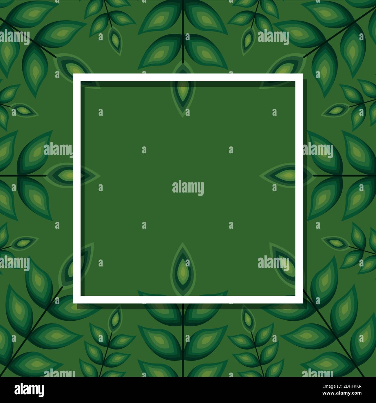 frame with white color in a green leaves background Stock Vector Image ...