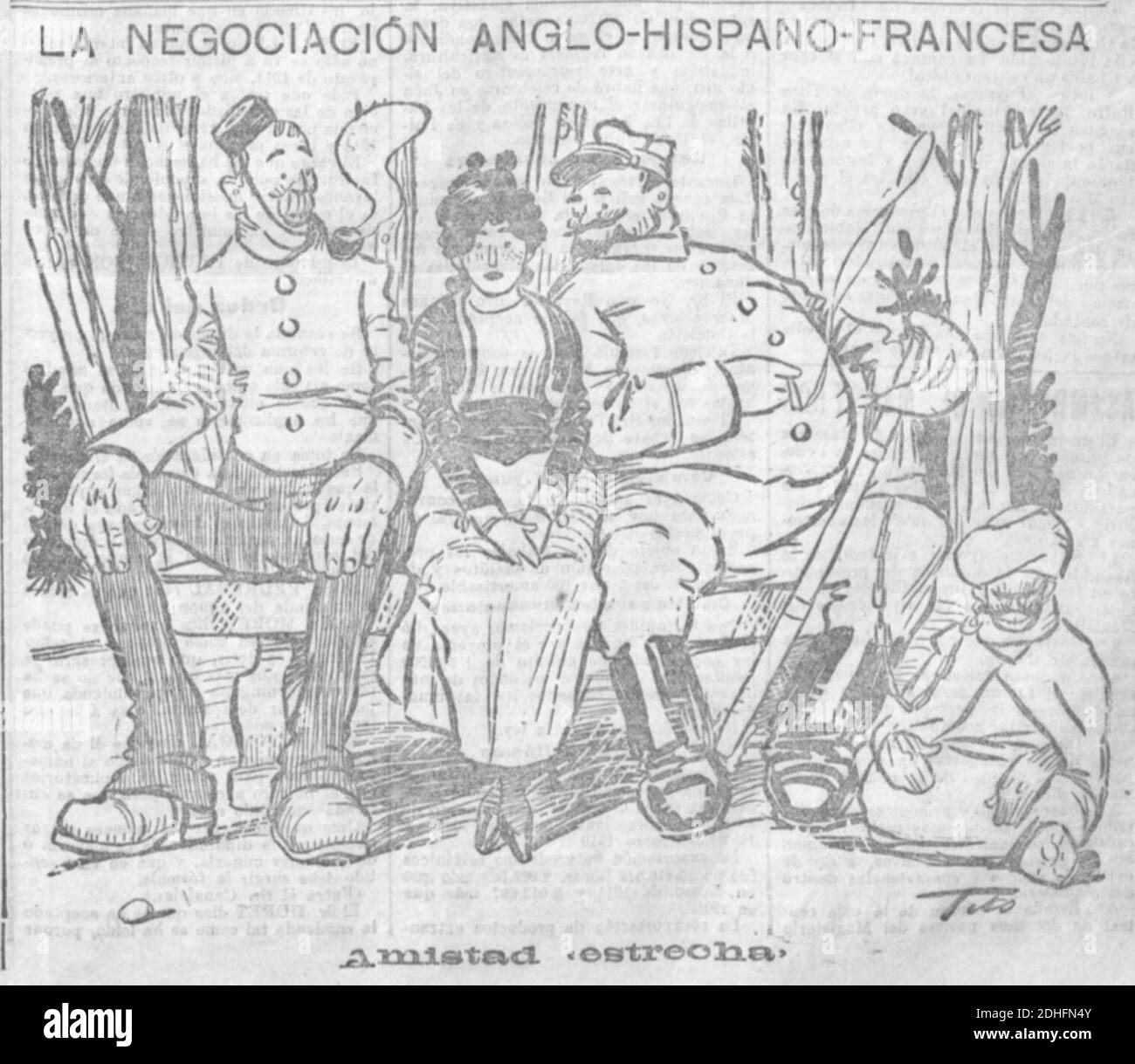 La negociación anglo-hispano-francesa, de Tito, El Liberal, 5 de febrero de 1912. Stock Photo